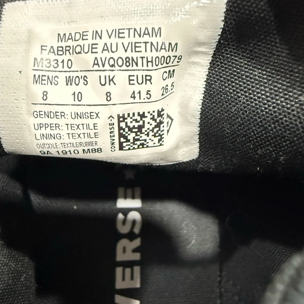 Converse Men's Size 8 Black Canvas High Top Chuck Taylor All Star sneakers, - Picture 7 of 7